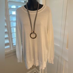 🤍 Joe Fresh White Light Knit Tunic Length Sweater Size Large